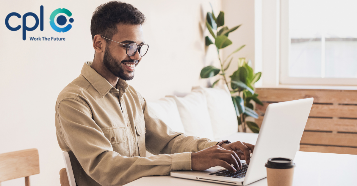 Young man working from home.